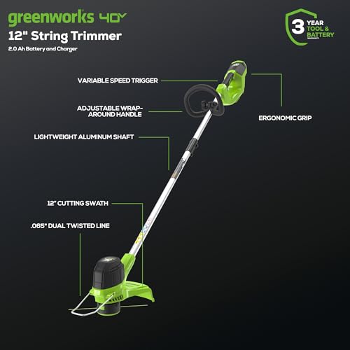 Greenworks 40V cordless combo kit, includes string trimmer and 390 CFM leaf blower with battery and charger