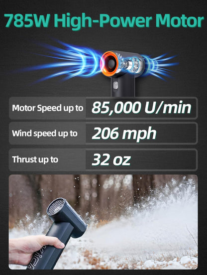 Kica JetFan Max turbo blower, cordless 205 MPH leaf blower, strong airflow for car, patio and lawn cleaning
