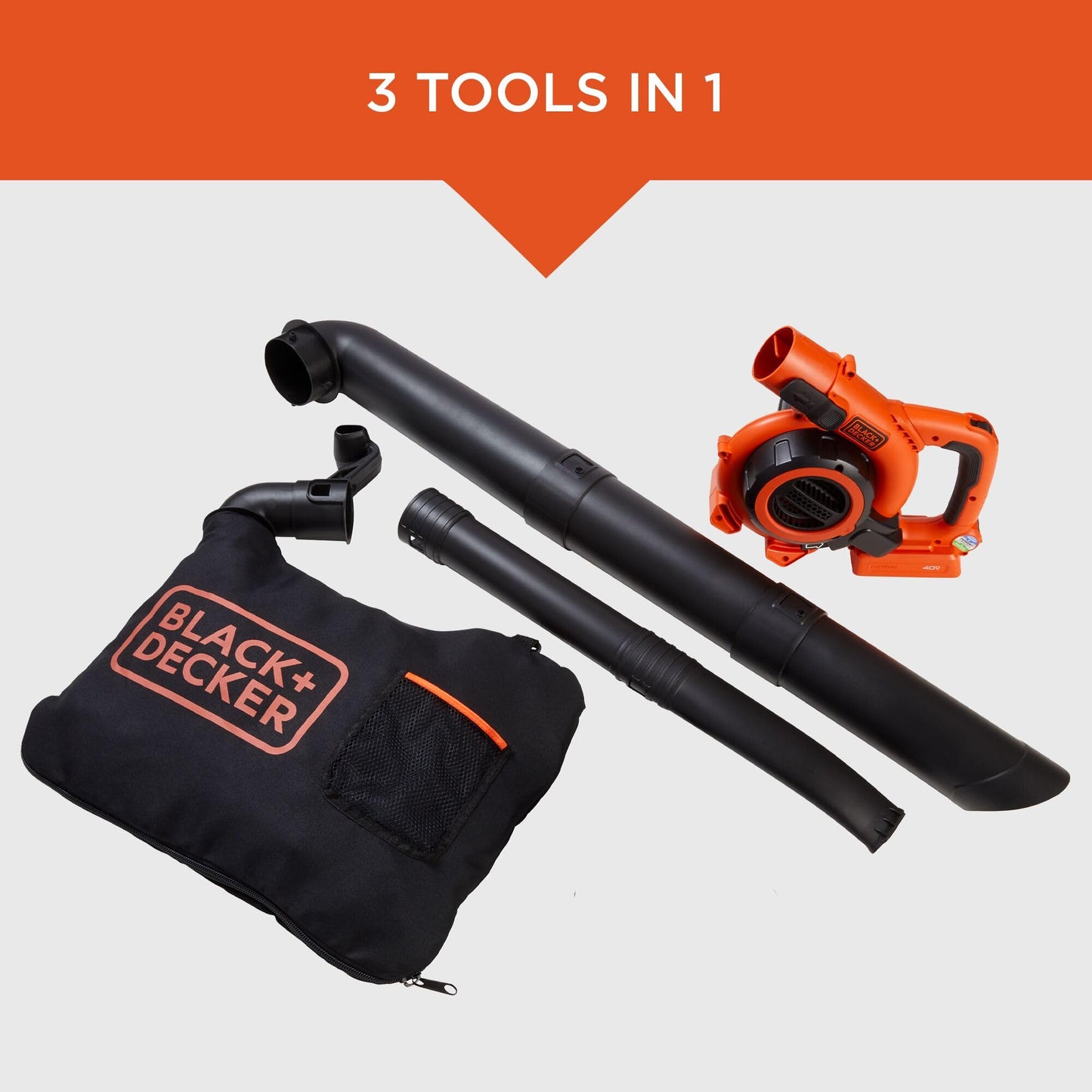BLACK+DECKER 40V cordless leaf blower, vacuum and mulcher combo, 120 MPH, 6 speed control, battery and charger included