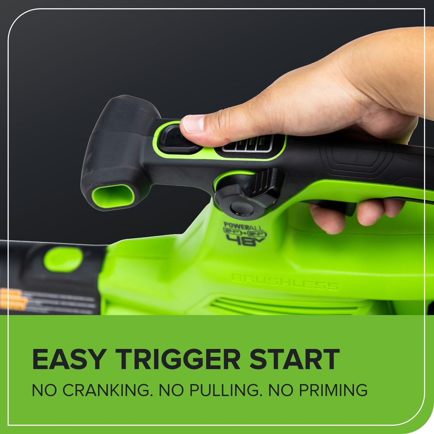 Greenworks 48V cordless brushless leaf blower and vacuum, 520 CFM 240 MPH, includes 2 batteries and dual charger