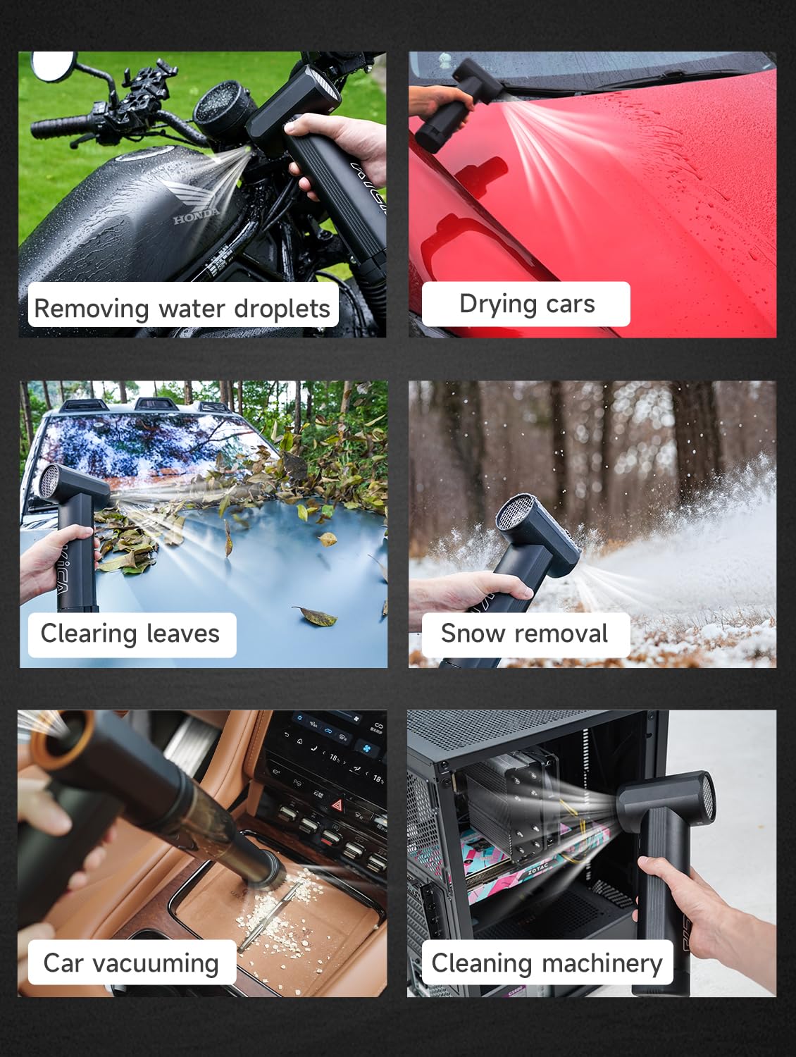 Kica JetFan Max turbo blower, cordless 205 MPH leaf blower, strong airflow for car, patio and lawn cleaning