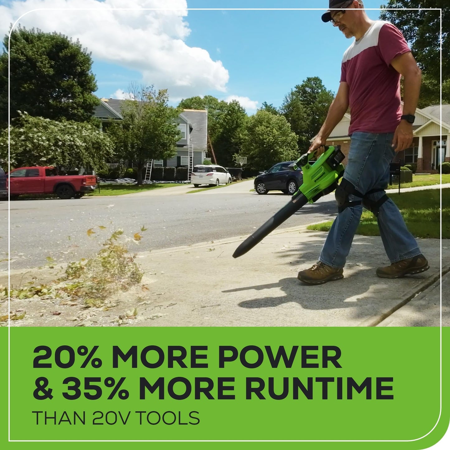 Greenworks 48V cordless brushless leaf blower and vacuum, 520 CFM 240 MPH, includes 2 batteries and dual charger