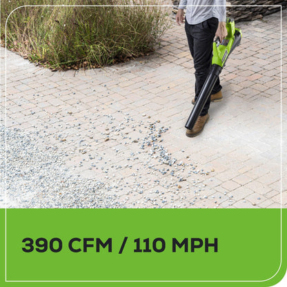 Greenworks 40V cordless combo kit, includes string trimmer and 390 CFM leaf blower with battery and charger