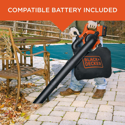 BLACK+DECKER 40V cordless leaf blower, vacuum and mulcher combo, 120 MPH, 6 speed control, battery and charger included